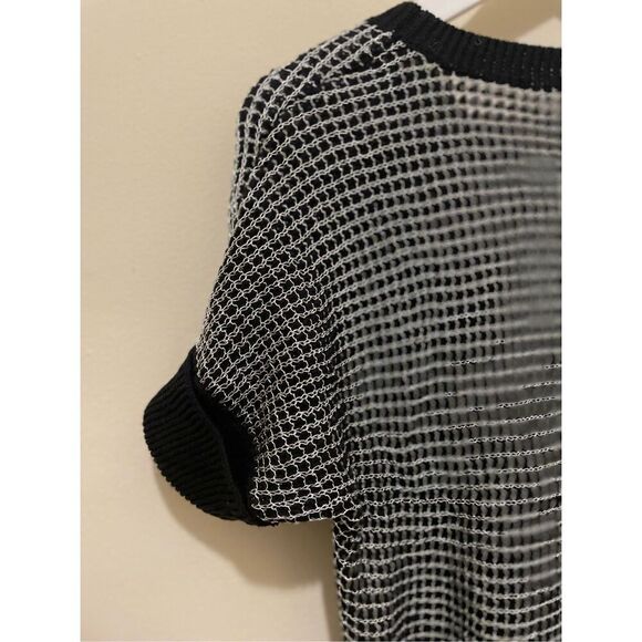 Apt 9 metallic pullover sweater silver and black 3/4 sleeve top size medium - Picture 10 of 10